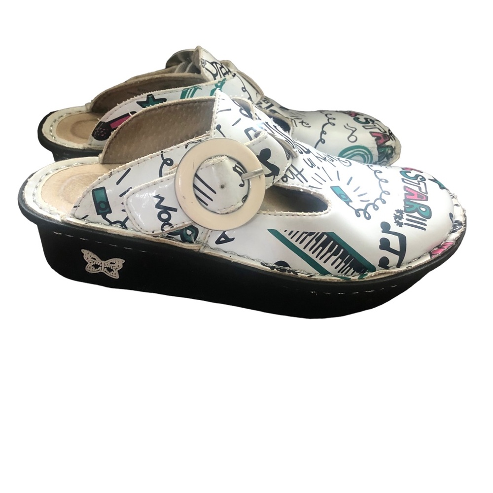 Alegria white patent Rock Star Clogs Shoes 12